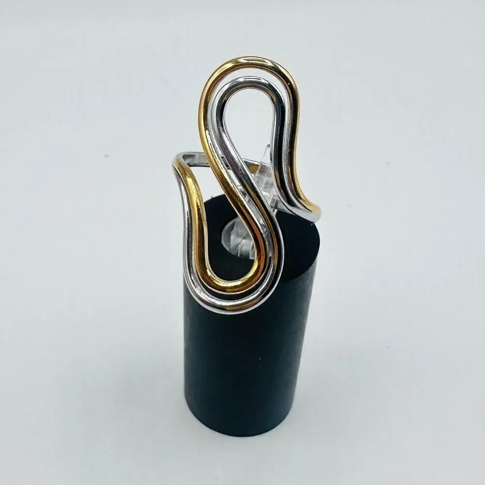 Two-Tone Abstract Ring-18K Gold & Silver-Adjustable